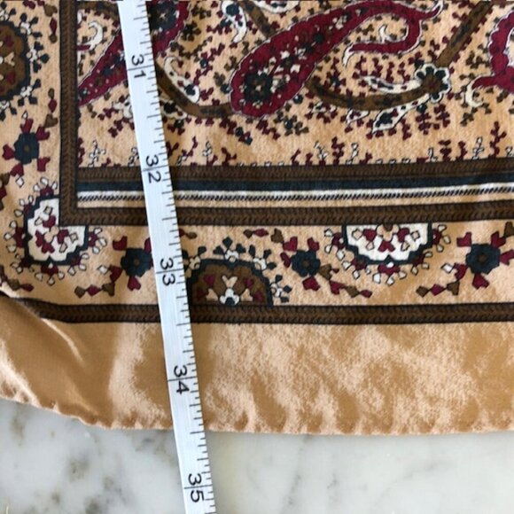 TALBOTS Italian Silk Brown Paisley Plaid Scarf 33" Square - Picture 17 of 17